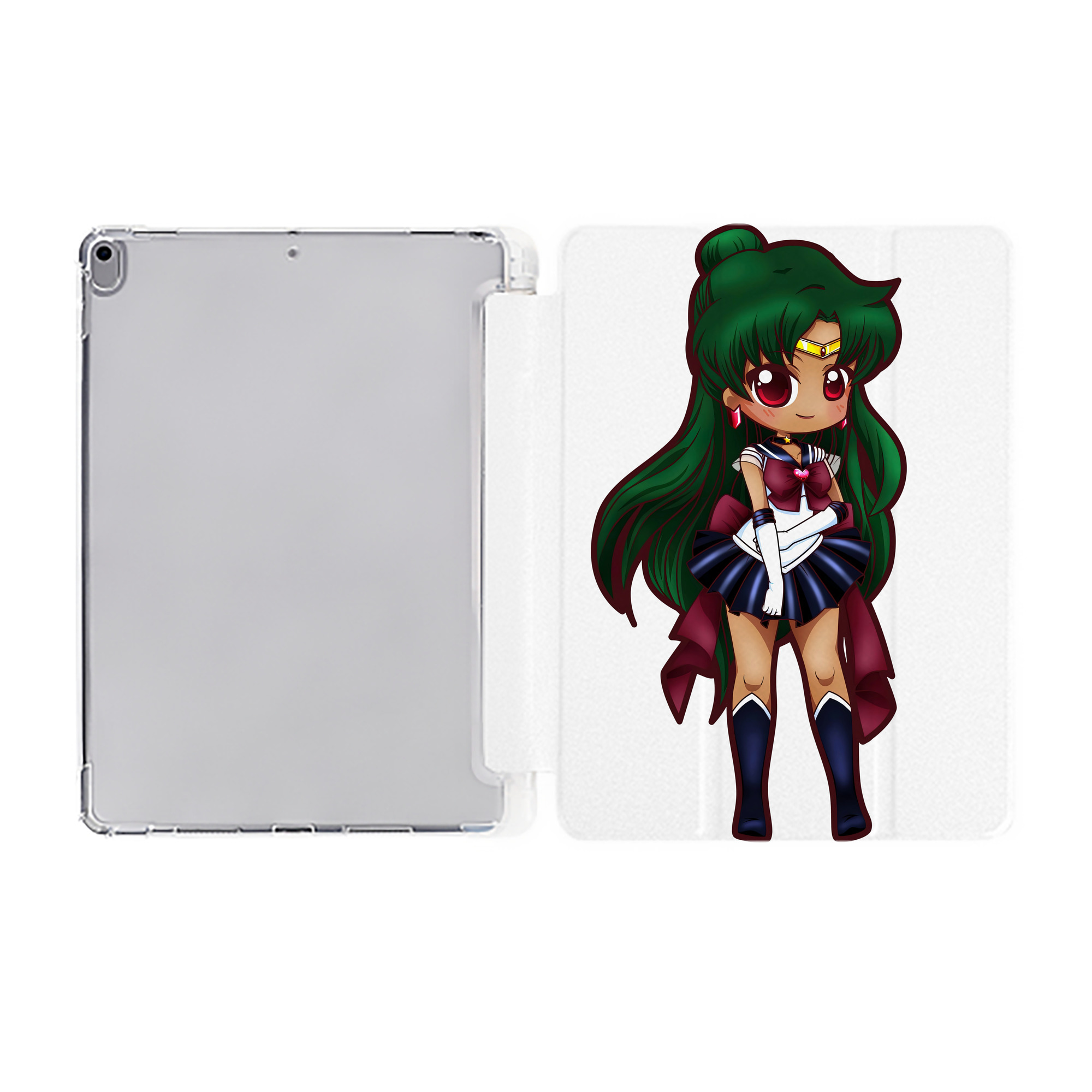 （画像用） 美少女戦士セーラームーン 冥王せつな Sailor Moon Meiou Setsuna IPad ケース ペン収納付き 三つ折りスタンド PUレザー×シリコン 対応機種9.5/10.5/10.9インチ